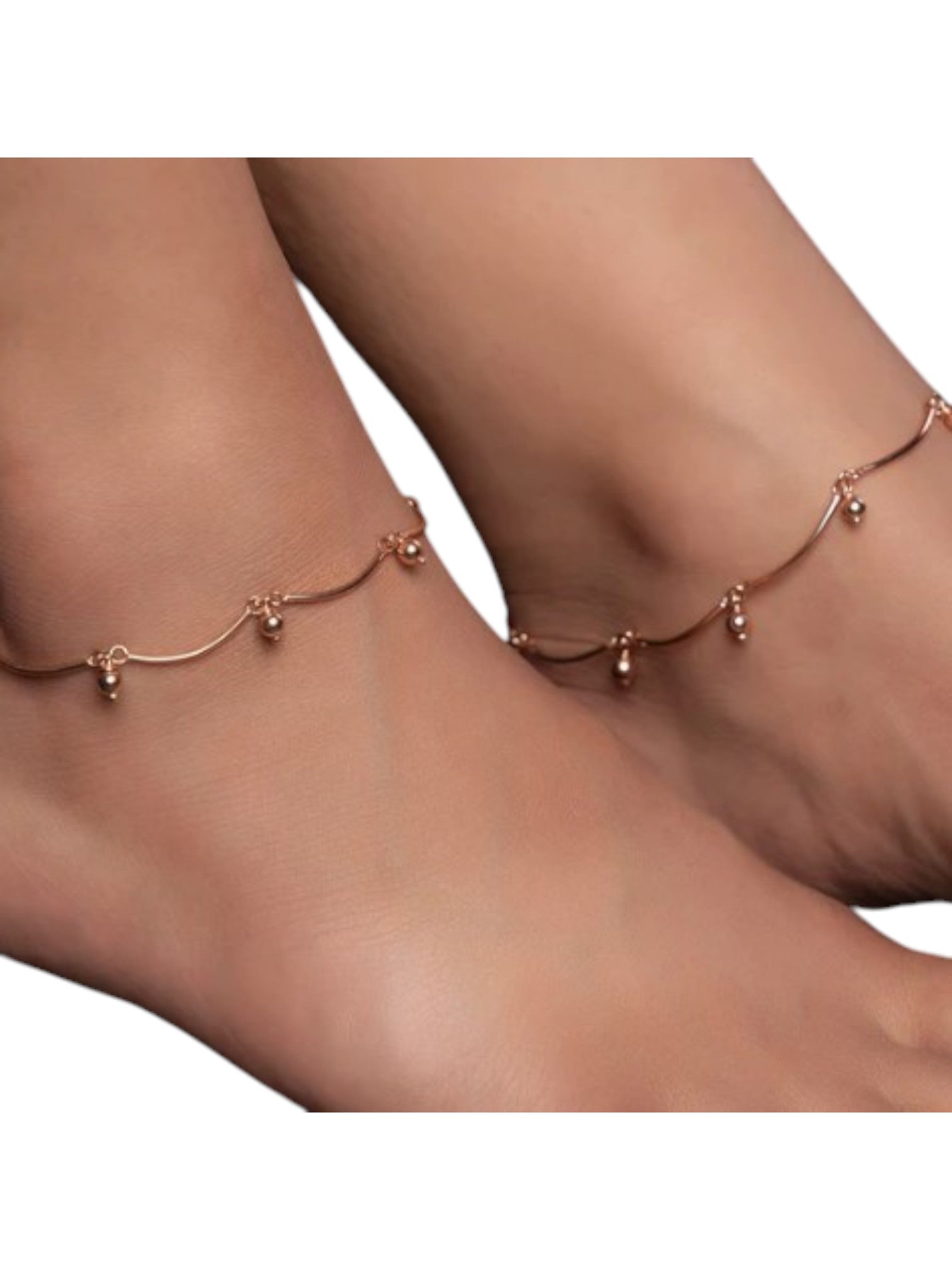 Rose Gold Beaded 925 Sterling Silver Anklet By Kesardeep Impex For Women